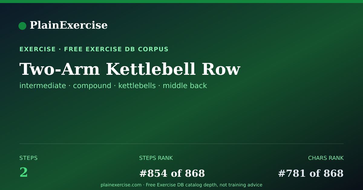 Shareable card for Two-Arm Kettlebell Row guide | PlainExercise