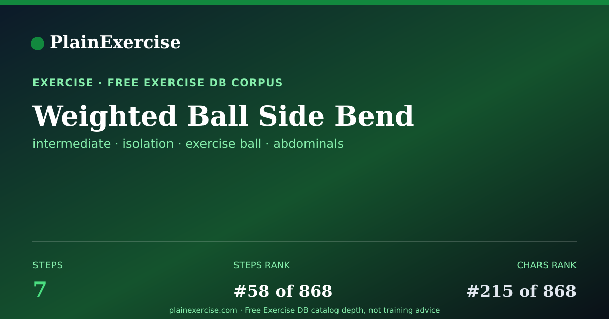 Shareable card for Weighted Ball Side Bend guide | PlainExercise