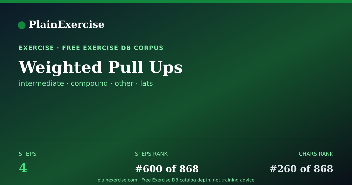 Shareable card for Weighted Pull Ups: how to and muscles worked | PlainExercise